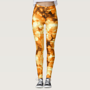 Legging Flores Abstratas Laranja Brilhante Águas Ensolarad