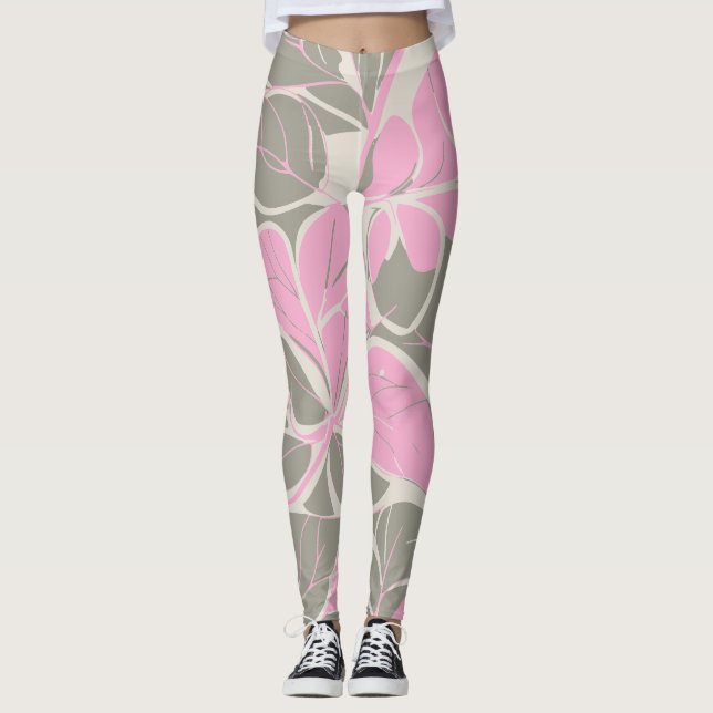 Legging Flores Abstratas Rosadas (Frente)