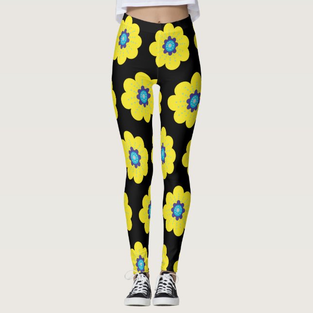 Legging Flores Amarelas  (Frente)