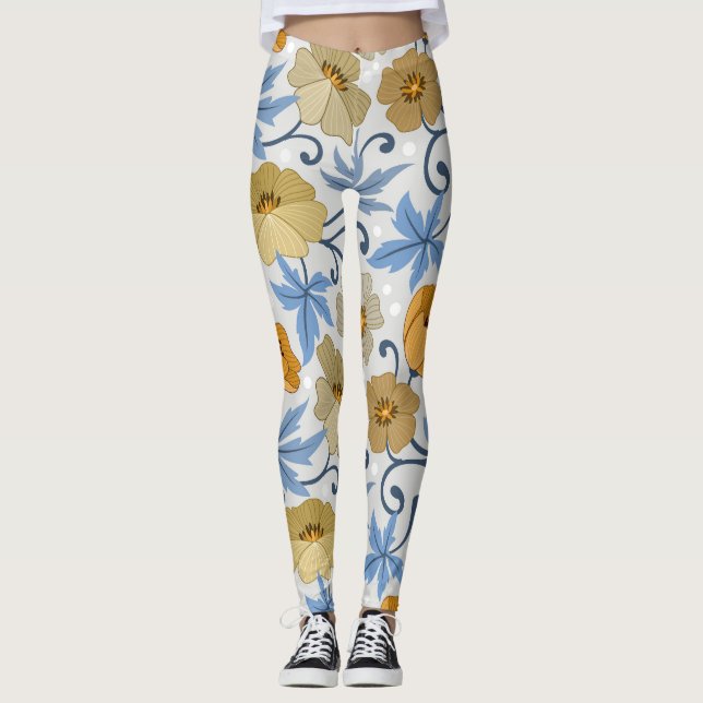 Legging Flores Amarelas: Design de têxteis sem costura (Frente)