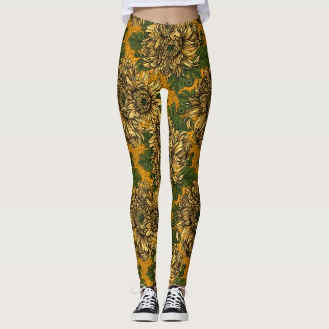 Legging Flores amarelas do crisântemo (Frente)
