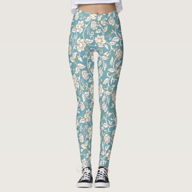 Legging Flores amarelas e azuis (Frente)