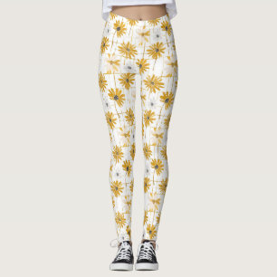 Legging Flores amarelas e brancas - Xadrez de Ouro em difi