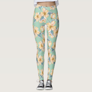 Legging Flores amarelas. Jardim de Aquarela 1