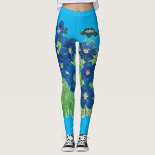 Legging flores azuis