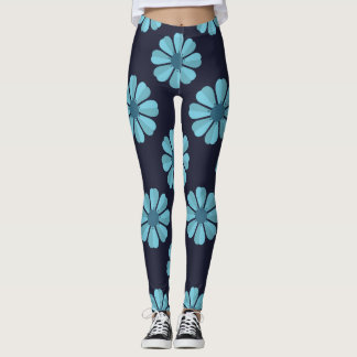 Legging Flores azuis, coxas escuras