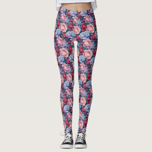 Legging Flores Azuis e Rosa