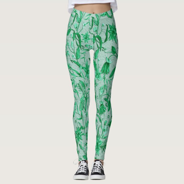 Legging Flores azuis lacrimogêneas com textura escultórica (Frente)