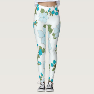 Legging Flores Azuis, Padrão Floral, Padrão De Flores