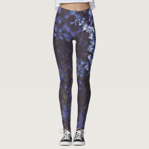 Legging Flores Azuis Roxas Escuras