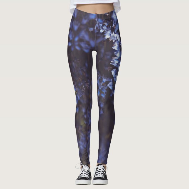 Legging Flores Azuis Roxas Escuras (Frente)