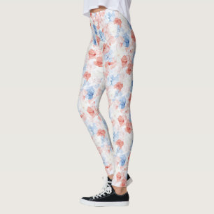 Legging Flores Azuis Vermelhas