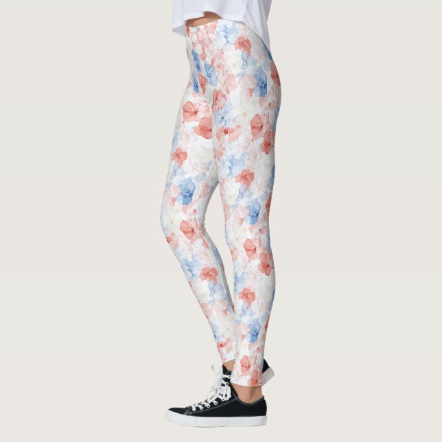 Legging Flores Azuis Vermelhas (Esquerda)