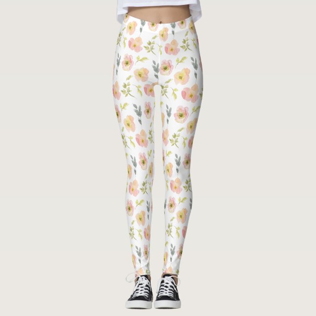 Legging Flores bonito de Aquarela (Frente)