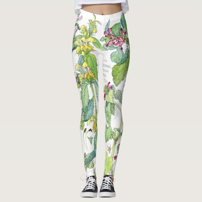 Legging Flores botânicas da provocação por todo o lado em (Frente)