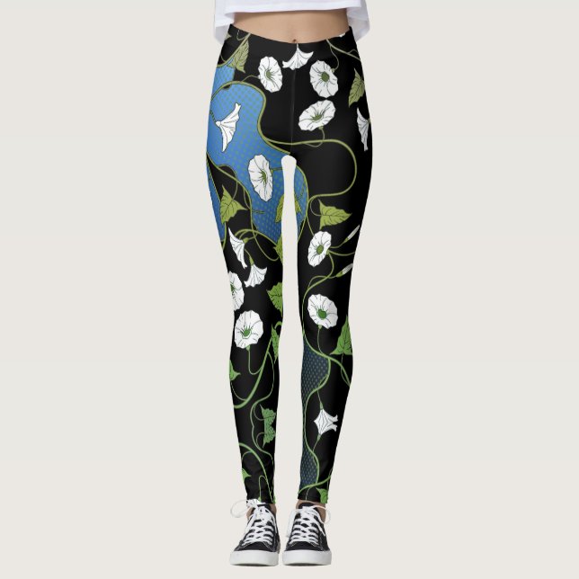 Legging Flores Brancas Elegantes E Femininas (Frente)