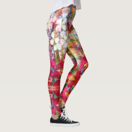 Legging Flores brancas em Pote rosa