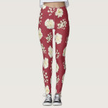 Legging Flores Brancas no Craveiro Vermelho Padrão<br><div class="desc">Faça uma declaração ousada com estas leggings coloridas. Eles coordenam-se com a nossa design de Feliz Natal da nossa coleção de Tipografia Flor,  mas podem vestir durante o ano. Eles apresentam um fundo vermelho e um grande formato de imagens fotográficas de flores brancas do cravo.</div>