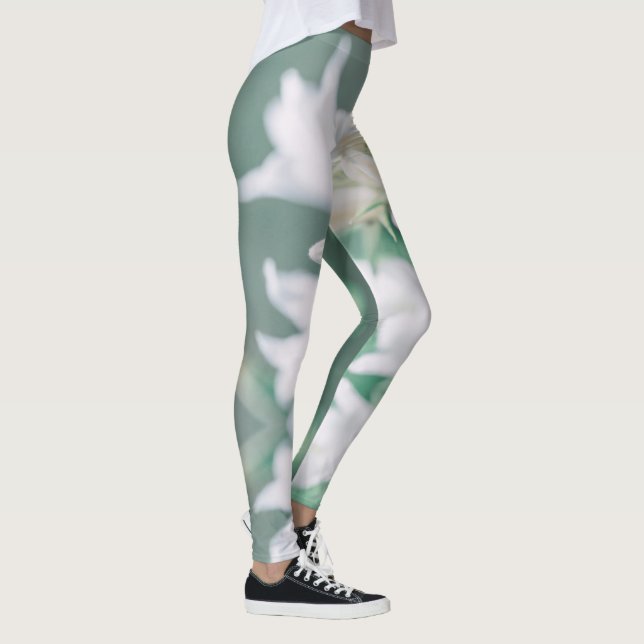 Legging Flores Brancas Verde Pastel Claro Sino (Direita)