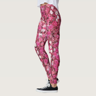 Legging flores brancas vermelhas