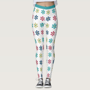 Legging Flores Brilhantes Retro Girly 60s Brilhantes Flore