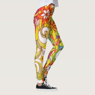 Legging Flores & caneleiras dos redemoinhos por Leslie
