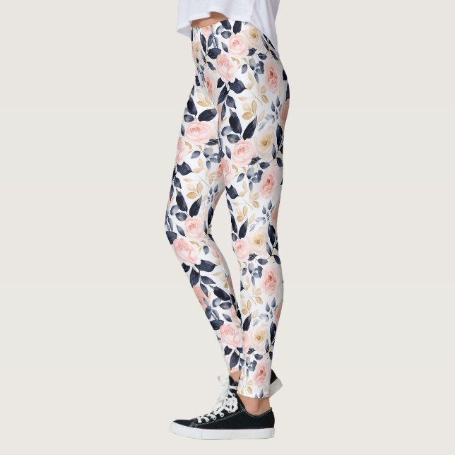 Legging Flores Chic Azul Rosa (Esquerda)