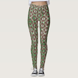 Legging Flores cinzas, Vermelhas e Verdes Padrão
