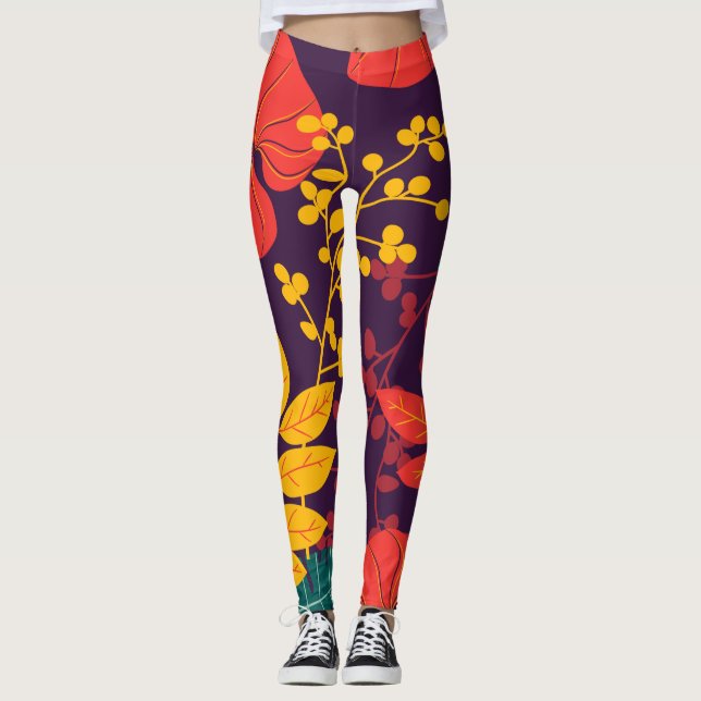Legging flores coloridas brilhantes (Frente)