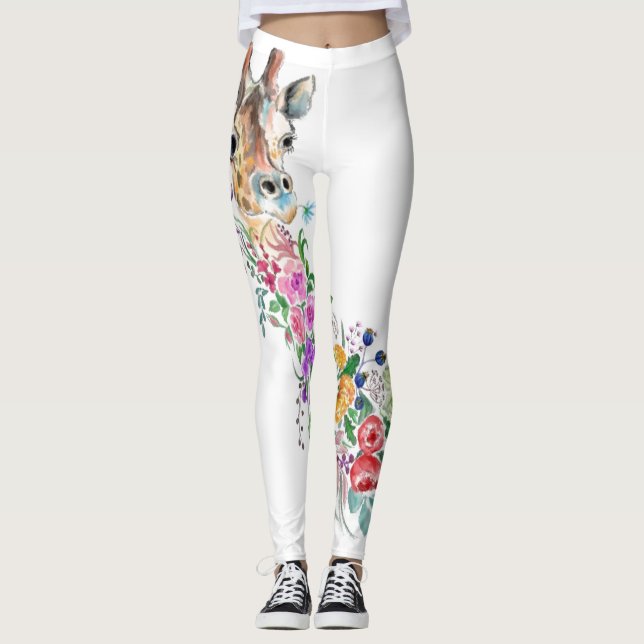 Legging Flores Coloridas Buquê Girafa - Moderna Desenho  (Frente)