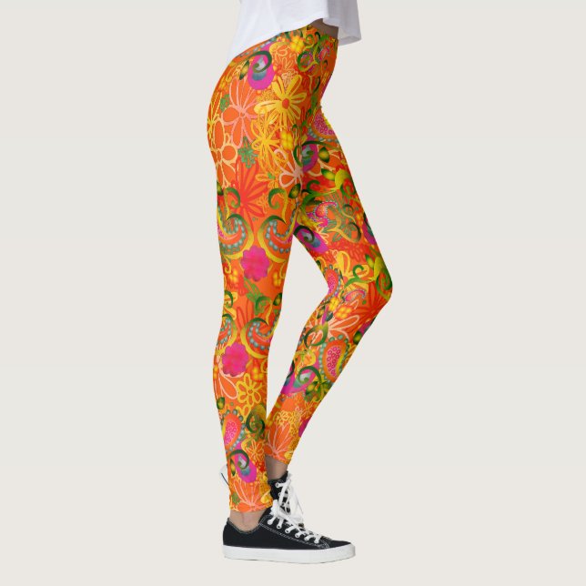 Legging Flores coloridas e laranja paisley (Direita)