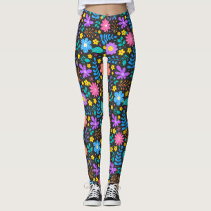 Legging Flores coloridas em estrelas espumantes padrão D C