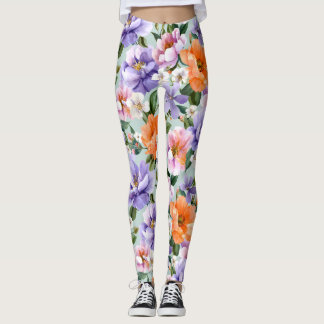 Legging Flores Coloridas Esmaecidas Flor Boho