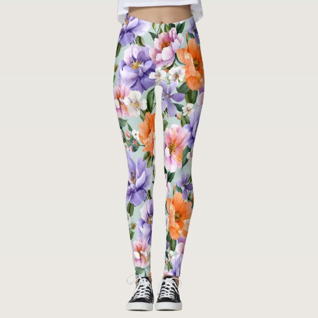 Legging Flores Coloridas Esmaecidas Flor Boho (Frente)