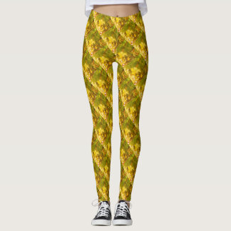 Legging Flores com design verde e amarelo