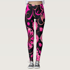 Legging Flores com motivos surreais Padrão Floral Rosa