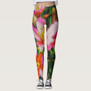 Legging Flores com Salpicos de Rosa