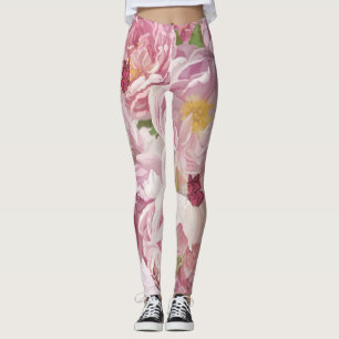 Legging Flores Cor-de-rosa Pintura Óleo: Delicado