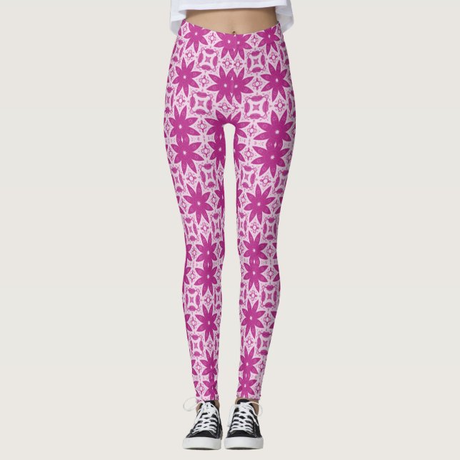 Legging flores cor-de-rosa vectpr padrão uniforme (Frente)