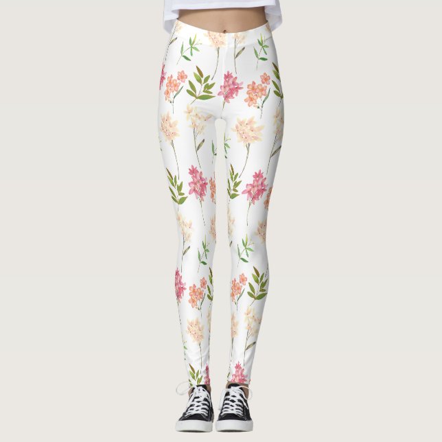 Legging Flores de algodão padrão tradicional de conforto (Frente)