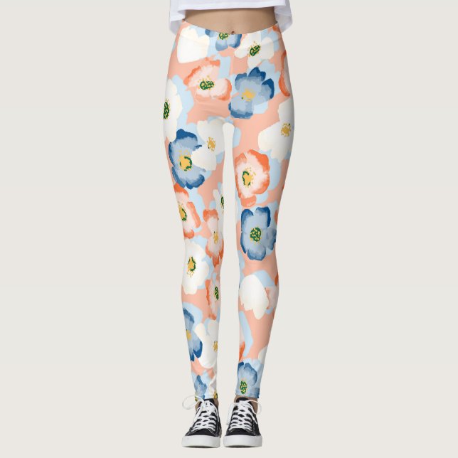 Legging Flores de Aquarela: Padrão de Vintagem (Frente)
