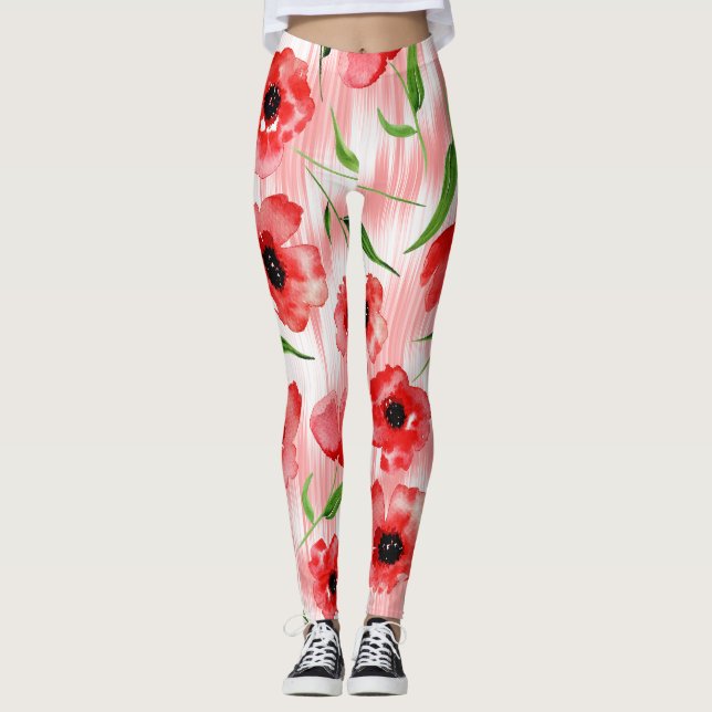Legging Flores de aquarelas: ikat de papoila. (Frente)