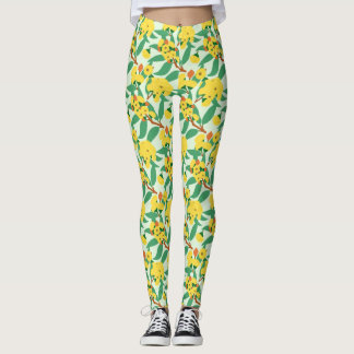 Legging Flores de Árvore de Goma Amarela