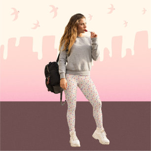 Legging Flores de Célula em Padrões de Fundo bege