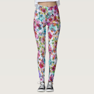 LEGGING FLORES DE COR DE ÁGUA COM PERNAS DE SEMENTES FELIZ