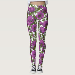 Legging Flores de cosmos violetas