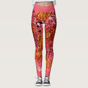 Legging flores de crisântemo exóticas