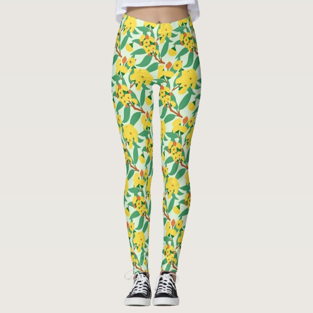 Legging Flores de Eucalipto Amarelo (Frente)