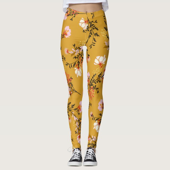 Legging Flores de fundo amarelas (Frente)