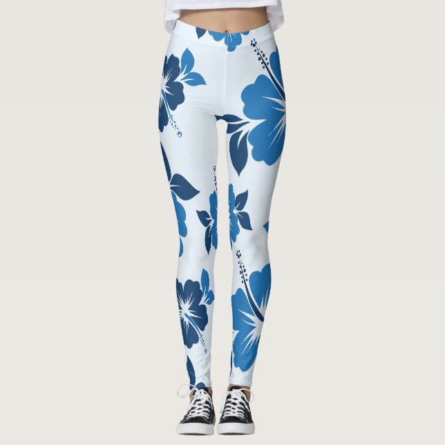 Legging Flores de Hibisco Azul (Frente)